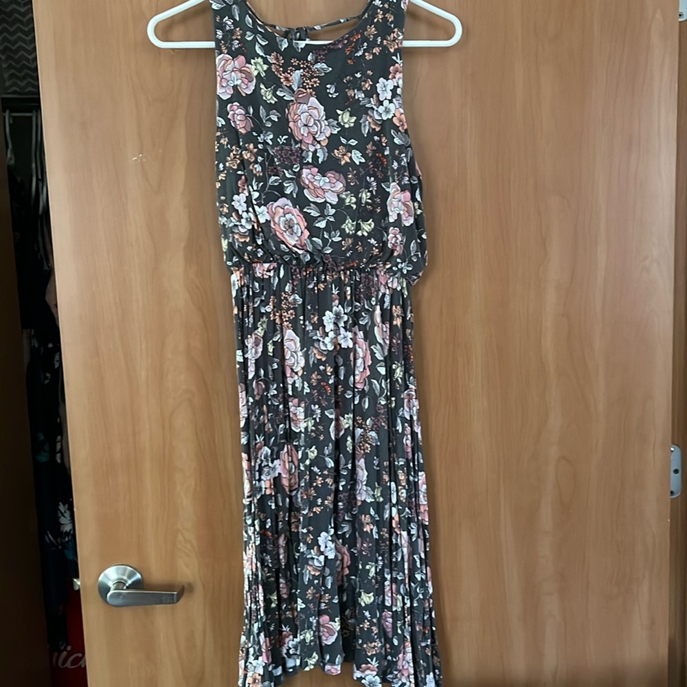 Loft Floral Gray Dress